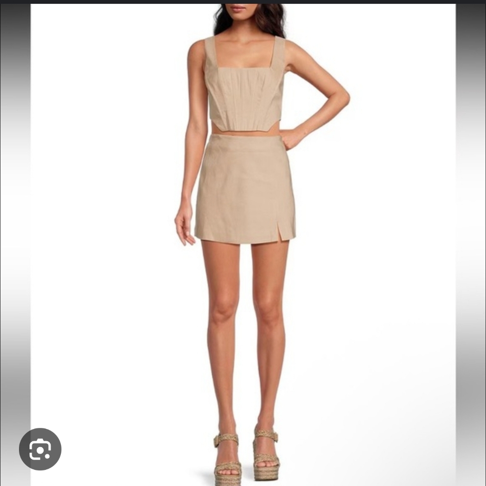 Gianni Bini Linen Beige corset style Sleeveless Top 4 Beige
